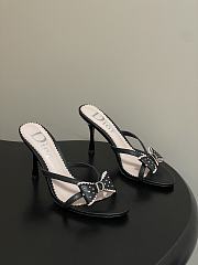 Dior Black Studded Logo Bow Slides 10cm - 1