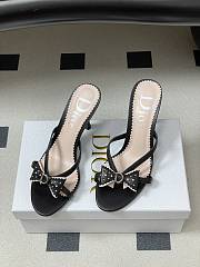 Dior Black Studded Logo Bow Slides 10cm - 2
