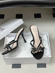 Dior Black Studded Logo Bow Slides 10cm - 4