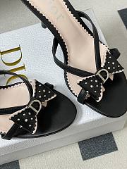 Dior Black Studded Logo Bow Slides 10cm - 3