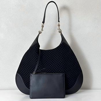 Gucci B Medium Shoulder Bag Black Suede - 49x46x4cm