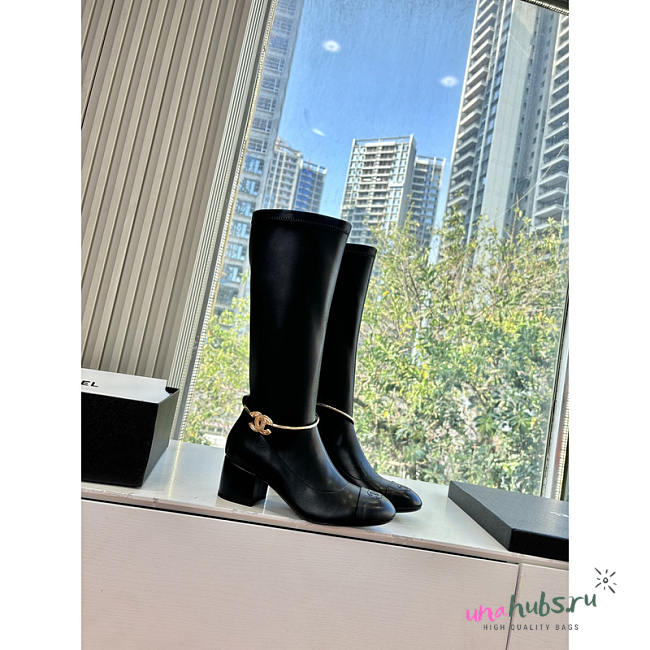 Chanel High-heeled boots Sheepskin Black - 1