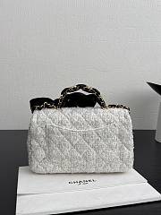 Chanel 25k Mini Flap Handle White Tweed 20x13x6cm - 3