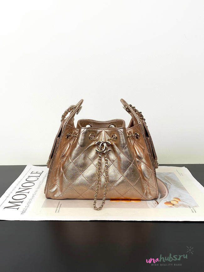 Chanel Mini 25 Handbag Rose Gold Caviar 22x20x12.5cm - 1