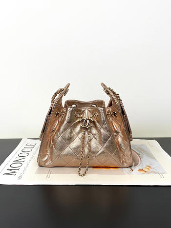 Chanel Mini 25 Handbag Rose Gold Caviar 22x20x12.5cm