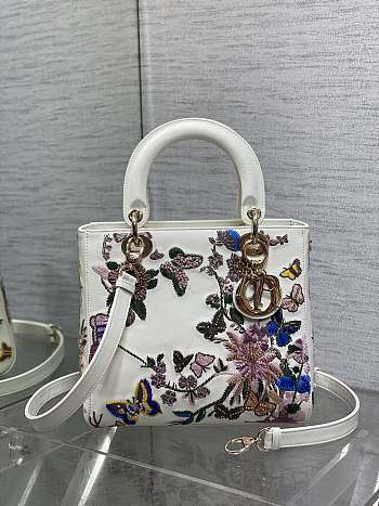 Dior Lady Bag Flower White 24cm