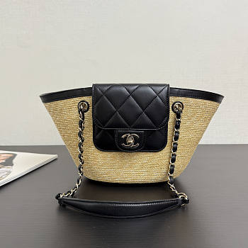 Chanel Raffia Black tote Bag 34x17x12.5cm