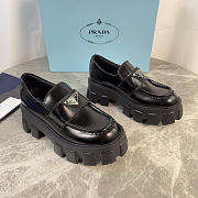 Prada Brushed leather Monolith Black Silver loafers - 1