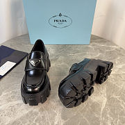Prada Brushed leather Monolith Black Silver loafers - 4