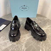 Prada Brushed leather Monolith Black Silver loafers - 2