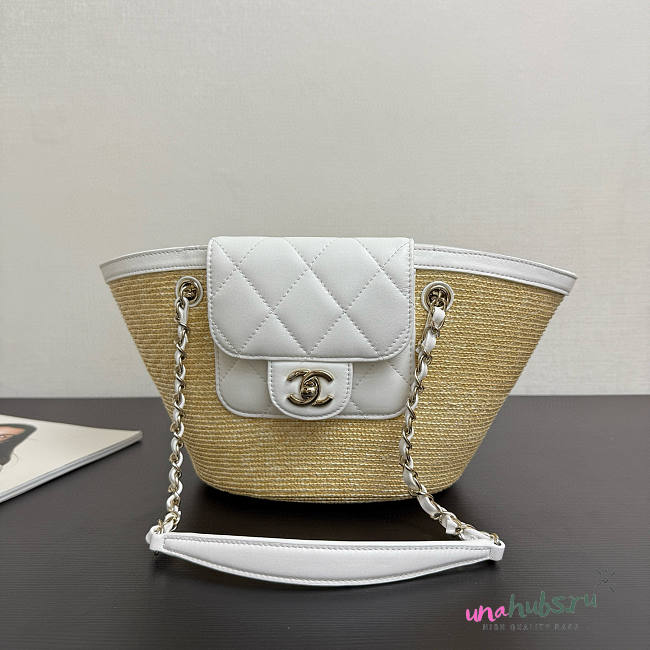 Chanel Raffia White tote Bag 34x17x12.5cm - 1