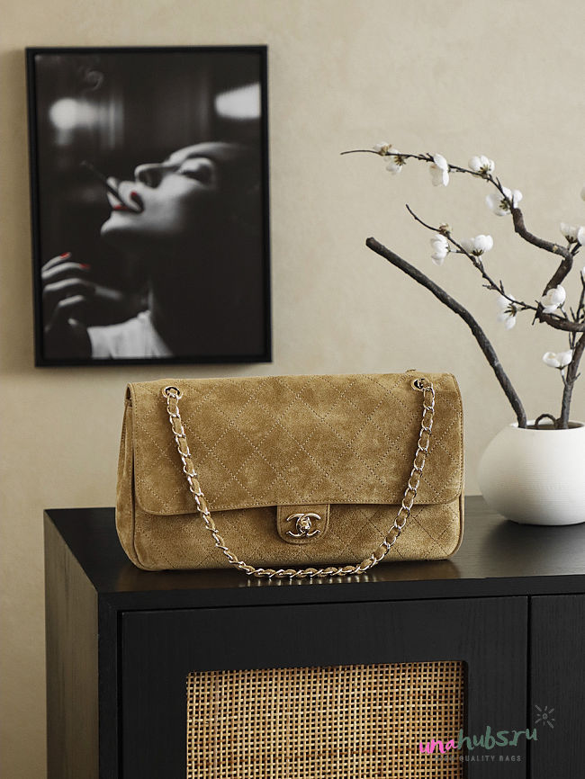 Unahubs Chanel New Flap Bag Matthieu Suede Brown 33x18x8cm - 1