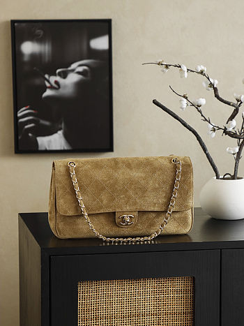 Unahubs Chanel New Flap Bag Matthieu Suede Brown 33x18x8cm