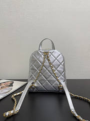 Unahubs Chanel Backpack Silver 22x22.5x8.5cm - 3