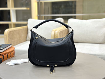Unahubs Chloé Marcie Large Hobo Bag Black 37x25x9.5cm