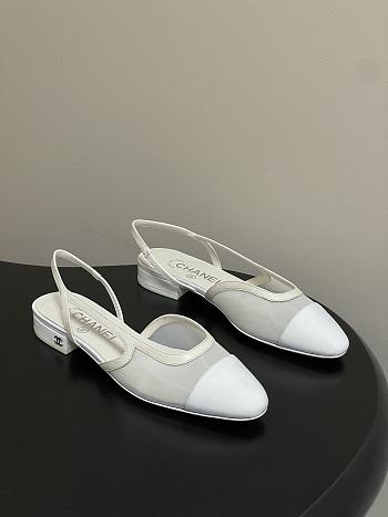 Chanel Slingback Flat White