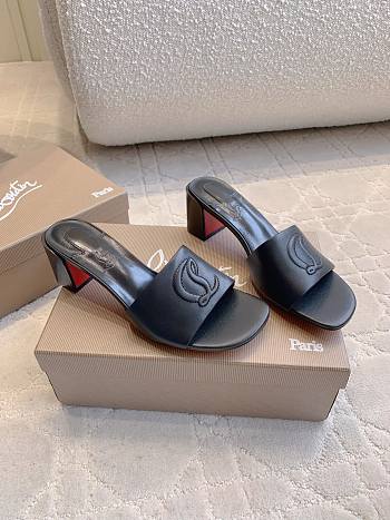 Christian Louboutin So Cl 55 Embossed Leather Mules