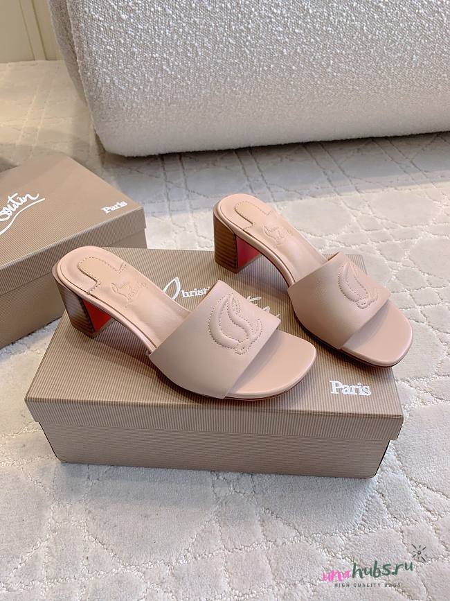 Christian Louboutin So Cl 55 Embossed Leather Pink Mules - 1