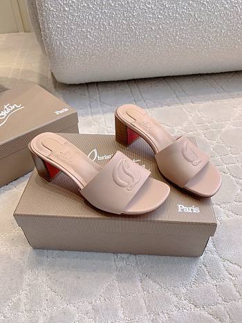 Christian Louboutin So Cl 55 Embossed Leather Pink Mules