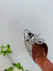 Unahubs Amina Muaddi Sling Heels Silver 9.5cm - 2