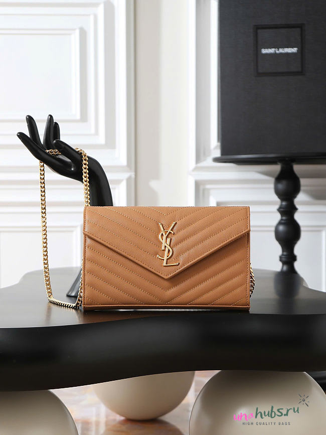 YSL Classic Cassandre Chain Wallet Caramel Grain leather 22.5x14x4c - 1