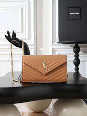 YSL Classic Cassandre Chain Wallet Caramel Grain leather 22.5x14x4c - 1