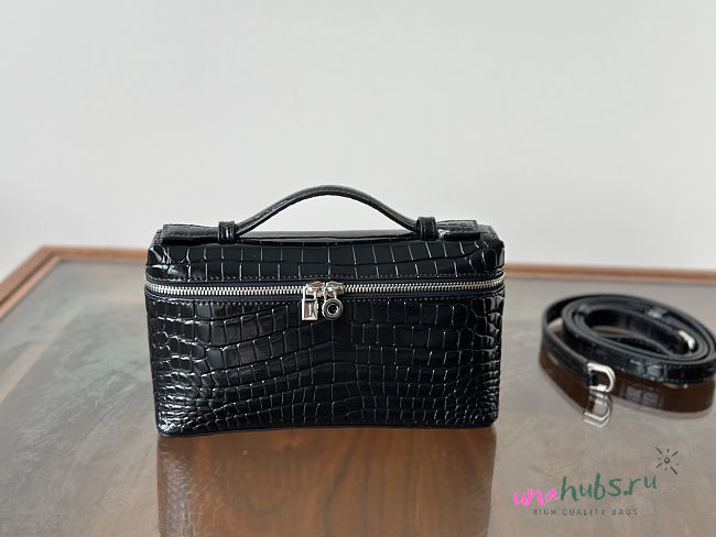 Loro Piana Extra pocket L19 Bag crocodile black -19x7x12cm - 1