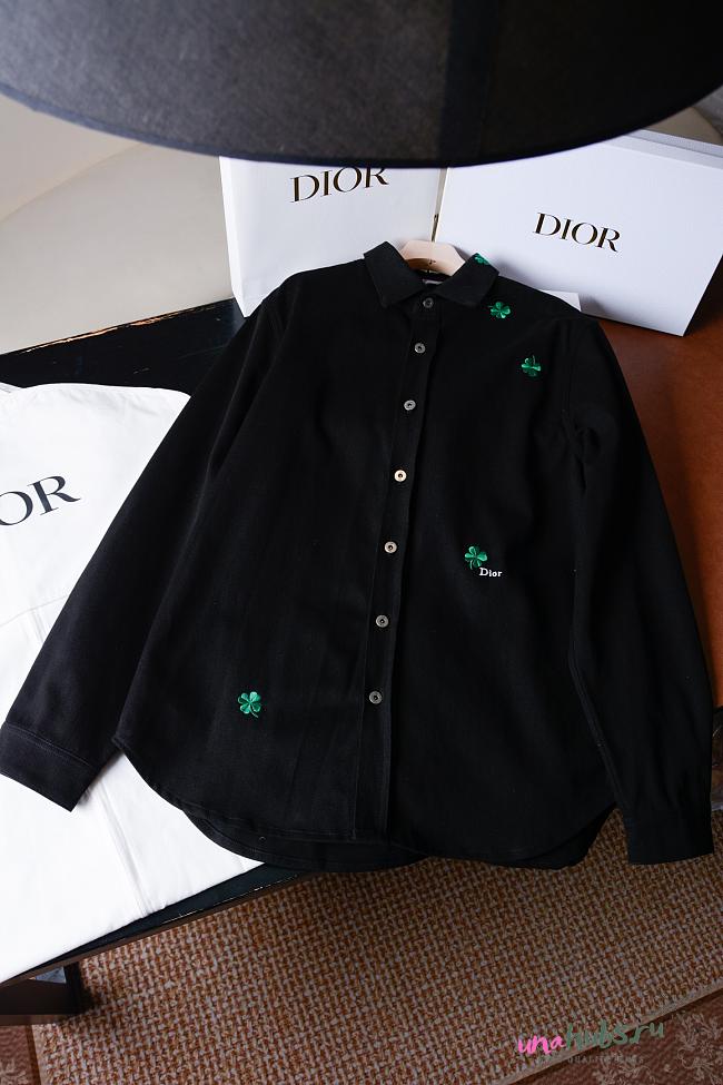 Dior Overshirt with Clover Embroidery Black - 1