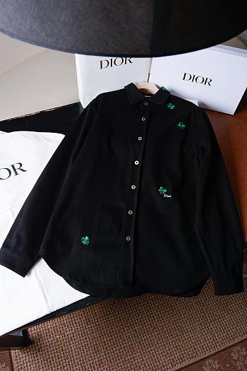 Dior Overshirt with Clover Embroidery Black