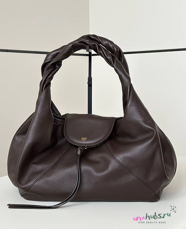 Fendi Spy dark brown leather bag 48x22x20cm - 1