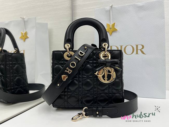 Dior Small Lady Bag with Strap Black 20x18x8cm - 1