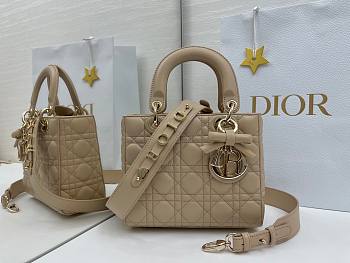 Dior Small Lady Bag with Strap beige 20x18x8cm