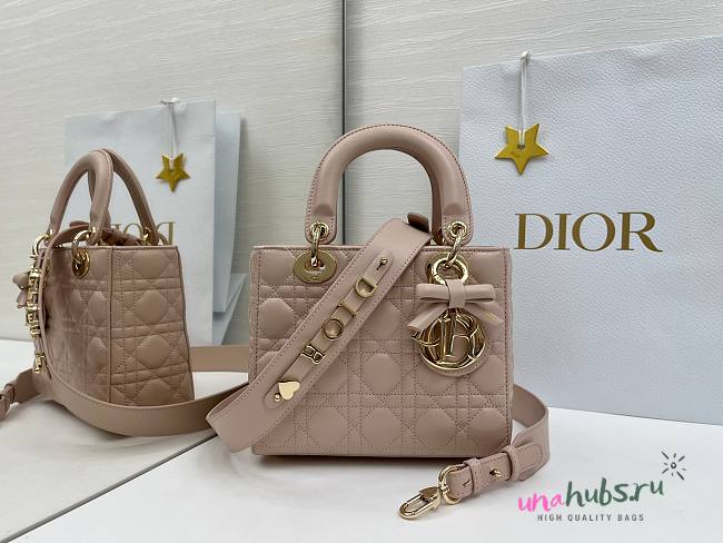 Dior Small Lady Bag with Strap pink 20x18x8cm - 1