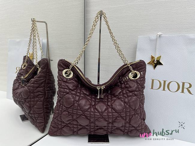 Dior Soft Shopping Shoulder Bag burgundy cannage 38x28.5cm - 1