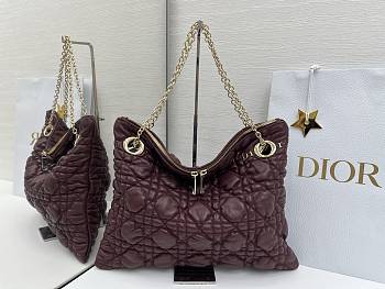 Dior Soft Shopping Shoulder Bag burgundy cannage 38x28.5cm