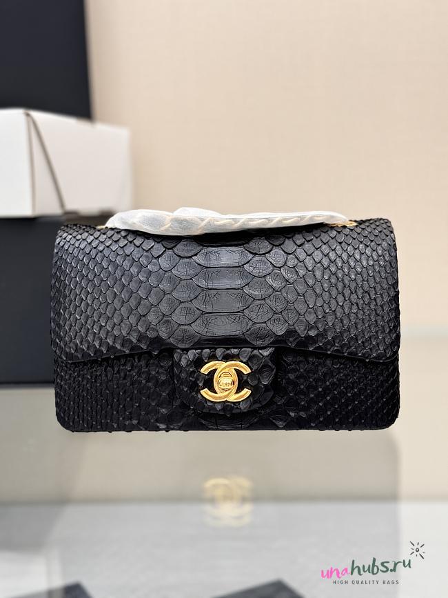 Chanel Flap Bag Black Crocodile Gold 20cm - 1