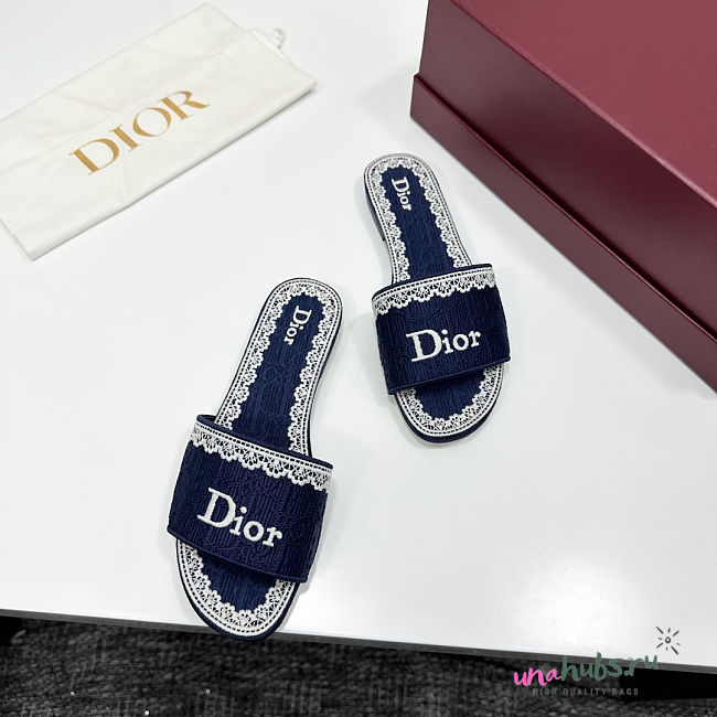 Dior Dentelle Slide Blue - 1