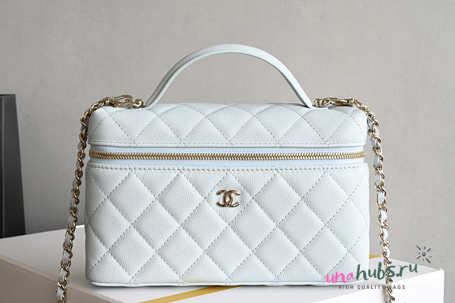 Chanel Vanity Case Handle light Blue Caviar 19.5x17x5cm - 1