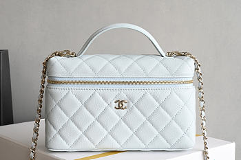 Chanel Vanity Case Handle light Blue Caviar 19.5x17x5cm