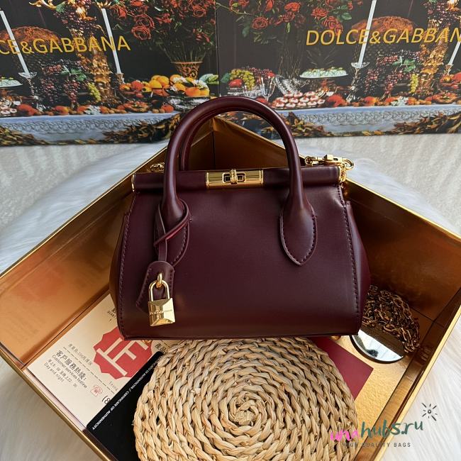 DG Mini Marlene Day bag in palmellato calfskin burgundy 19x13.5x7cm - 1