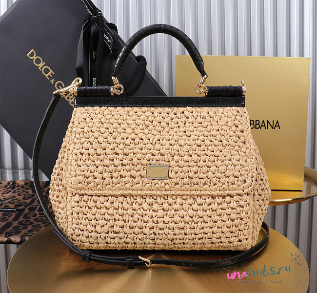DG Sicily handbag in crochet raffia 25x20x12cm  - 1