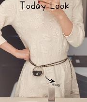 Chanel Metal Resin Lambskin Round Flap Necklace Gold Black - 5