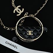 Chanel Metal Resin Lambskin Round Flap Necklace Gold Black - 4