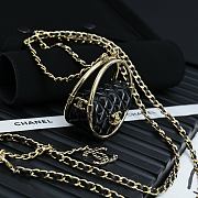 Chanel Metal Resin Lambskin Round Flap Necklace Gold Black - 3