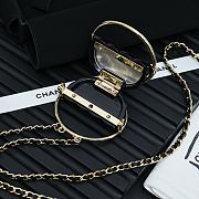 Chanel Metal Resin Lambskin Round Flap Necklace Gold Black - 2
