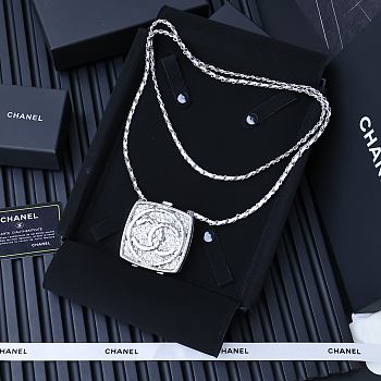 Chanel Bling Compact Crossbody Silver Necklace
