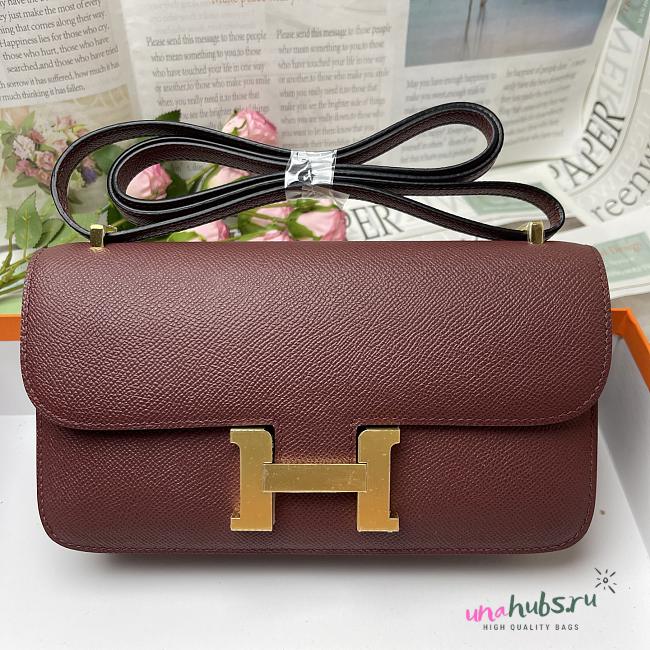 Hermes Constance Elan Burgundy Epsom Gold 24cm - 1