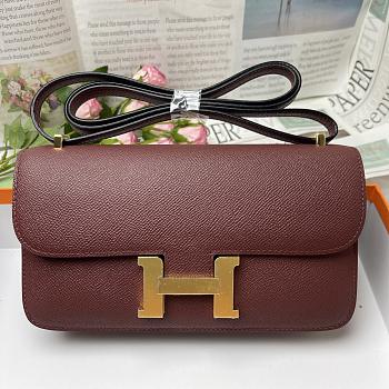 Hermes Constance Elan Burgundy Epsom Gold 24cm