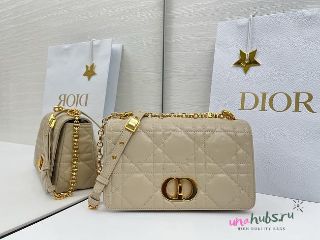 Dior Medium Soft Caro Bag Beige Gold 25x16x9cm - 1