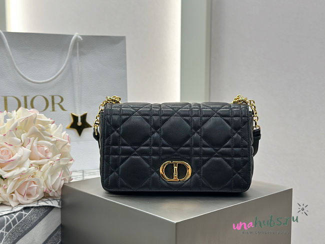 Dior Medium Soft Caro Bag Black Gold 25x16x9cm - 1
